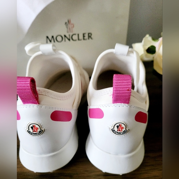 Moncler Meline Scarpa Women's Lightweight Sneakers White/Pink EU 38 US 8 - Picture 6 of 16